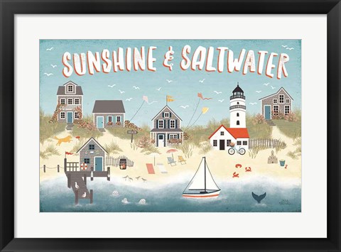 Framed Seaside Village I Print