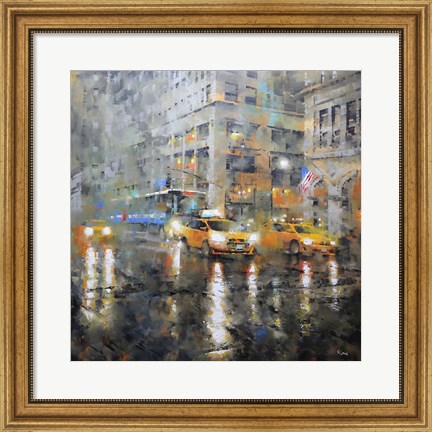 Framed Manhattan Orange Rain Print