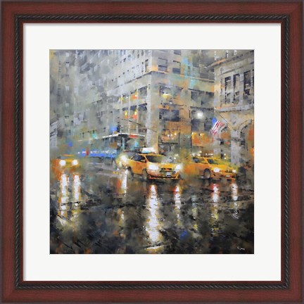 Framed Manhattan Orange Rain Print