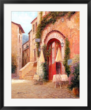 Framed Eze Village Cafe, France Print