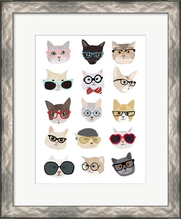 Framed Cats with Glasses Print
