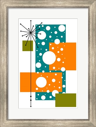 Framed Lacuna - Aqua and Orange Print