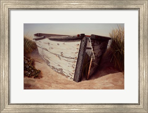 Framed White Boat II Print