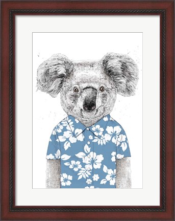 Framed Summer Koala (Blue) Print
