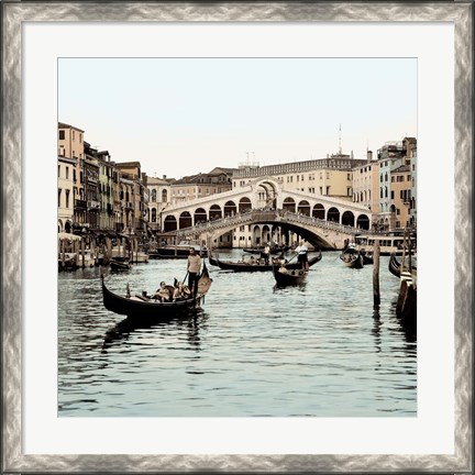 Framed Ponte Rialto con Gondolas Print