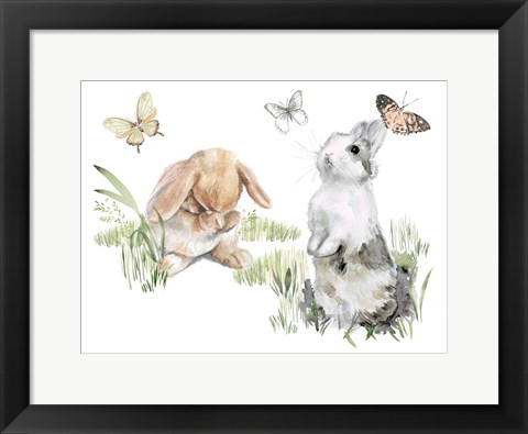 Framed English Bunnies I Print