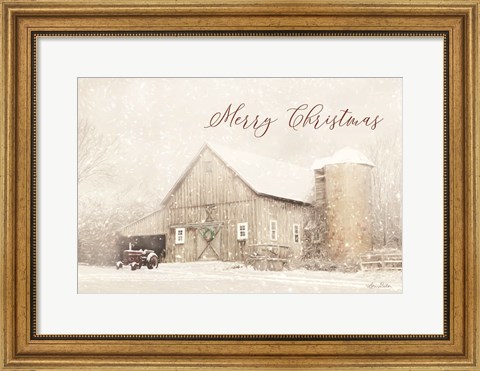 Framed Merry Christmas Farm Print