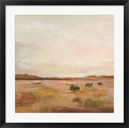 Framed Buffalo Under Big Sky Warm Print