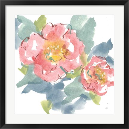 Framed Peony in the Pink I on White Print