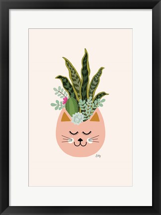 Framed Cats and Plants Print