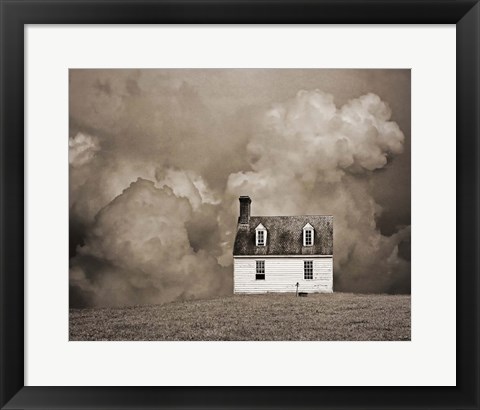 Framed Lone House in Brown Print