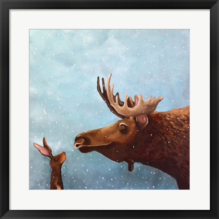 Framed Moose and Rabbit Print