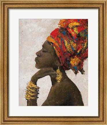 Framed Portrait of a Woman II (gold bracelets) Print