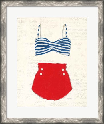 Framed Retro Swimwear IV Newsprint Print