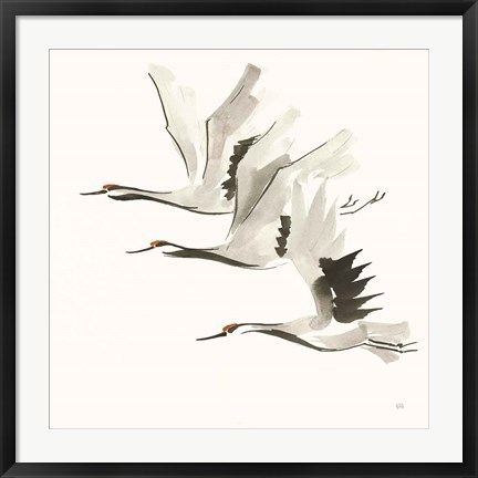 Framed Zen Cranes II Warm Print
