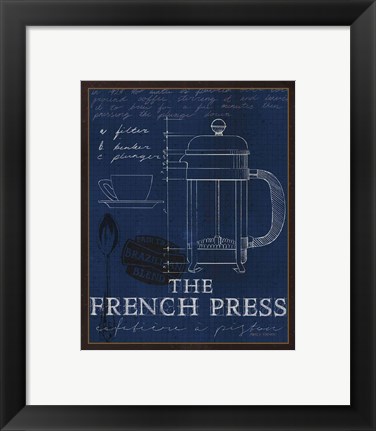 Framed Coffee Blueprint I Indigo Print