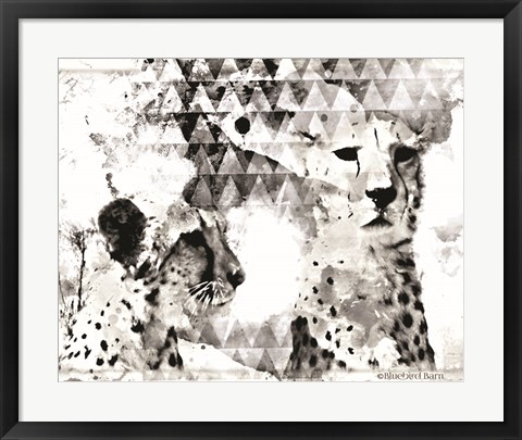 Framed Modern Black &amp; White Cheetahs Print