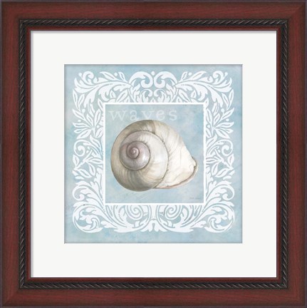 Framed Sandy Shells Blue on Blue Snail Print