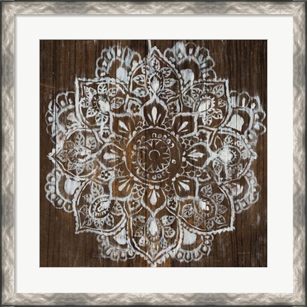 Framed Mandala on Dark Wood Print