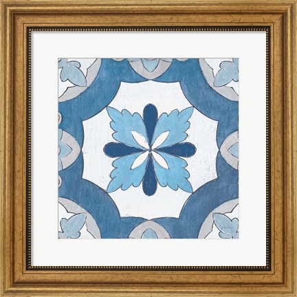 Framed Gypsy Wall Tile 8 Blue Gray Print