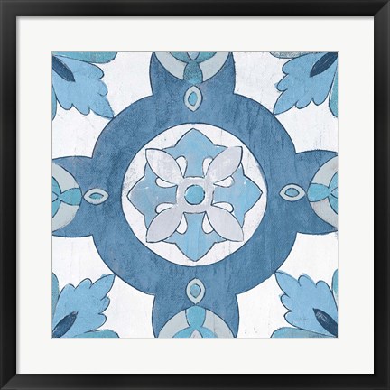 Framed Gypsy Wall Tile 6 Blue Gray Print