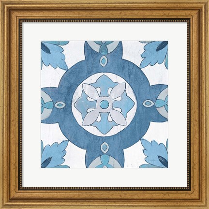 Framed Gypsy Wall Tile 6 Blue Gray Print