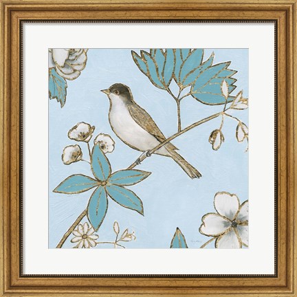 Framed Toile Birds IV Print