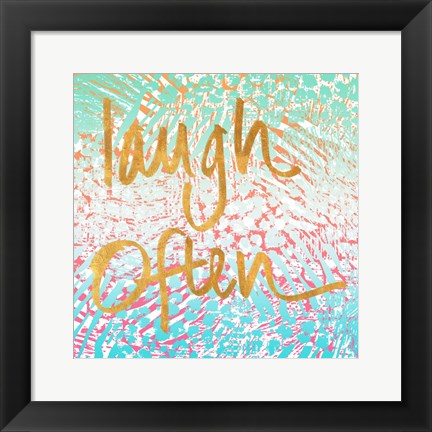 Framed Laugh Often Neon Print