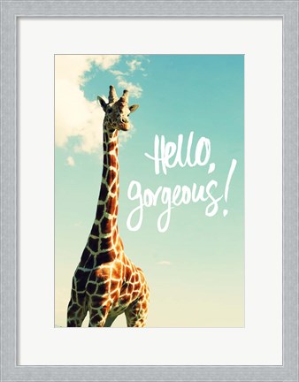 Framed Hello Gorgeous Giraffe Print