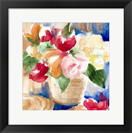 Framed Bright Flower Basket Print