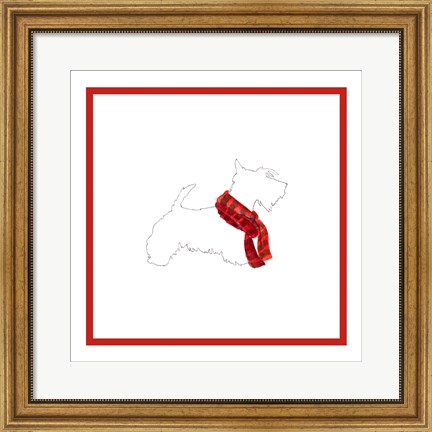 Framed Scotty Silhouette with Red Scarf Print