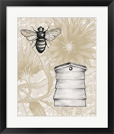 Framed Bee Hives II Print