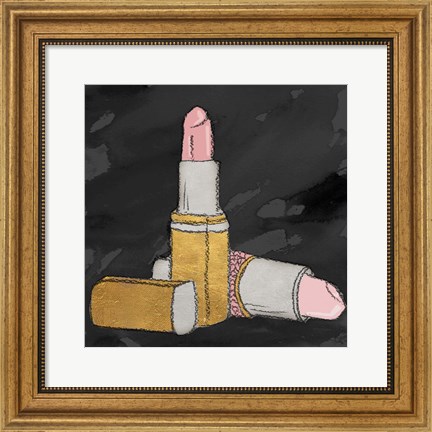 Framed Lipstick Poppin&#39; on Black Print