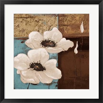 Framed White Poppies I Print