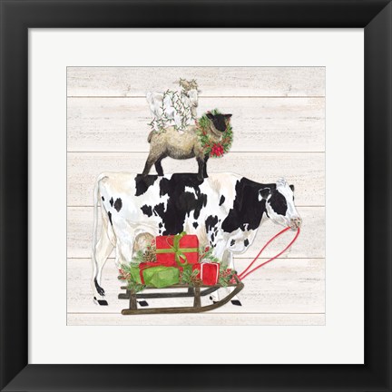 Framed Christmas on the Farm VII Trio Facing right Print