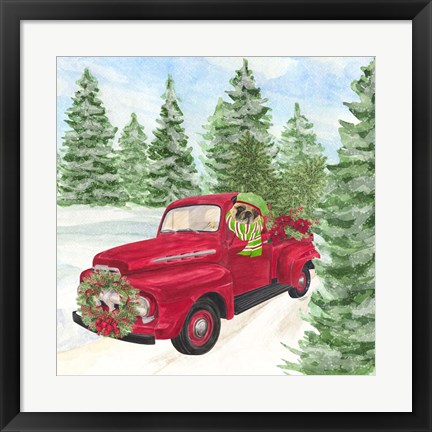 Framed Dog Days of Christmas IV Truck Print