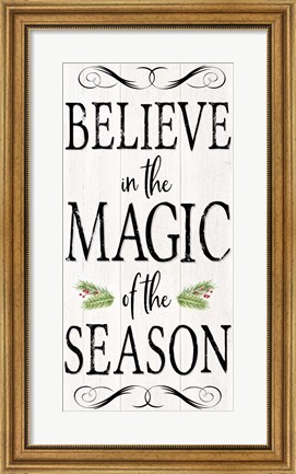 Framed Peaceful Christmas - Magic of the Season vert black text Print