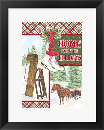 Framed Sleigh Bells Ring - Happy Holidays Print