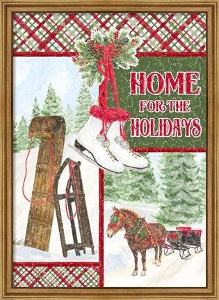 Framed Sleigh Bells Ring - Happy Holidays Print