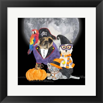 Framed Fright Night Friends III Pirate Pug Print
