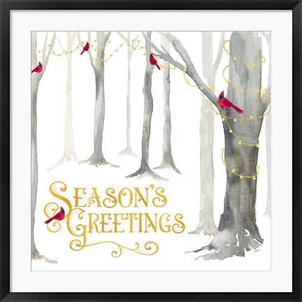 Framed Christmas Forest IV Seasons Greetings Print