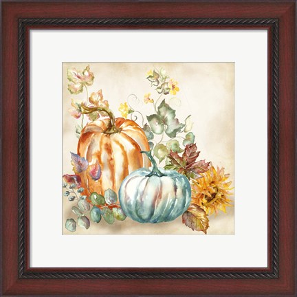 Framed Watercolor Harvest Pumpkin I Print