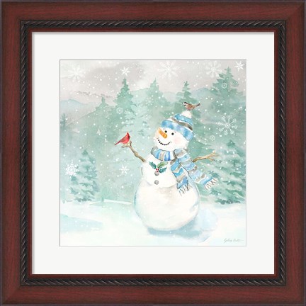 Framed Let it Snow Blue Snowman II Print
