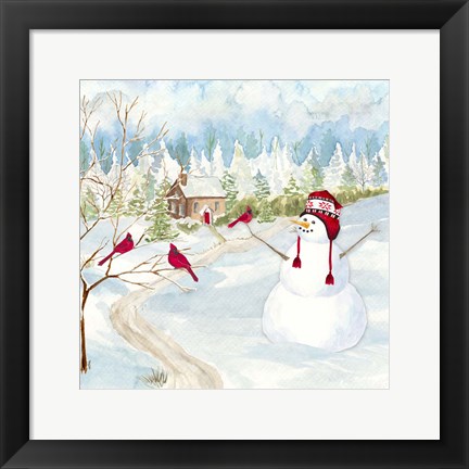 Framed Snowman Christmas I Print