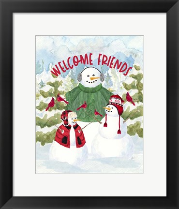 Framed Snowman Christmas portrait II Print