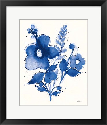 Framed Independent Blooms Blue IV v2 Print