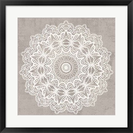 Framed Contemporary Lace Neutral VI v2 Vintage Print