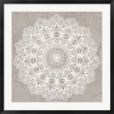 Framed Contemporary Lace Neutral VI v2 Vintage Print