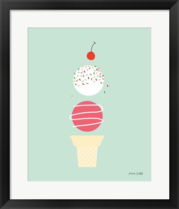Framed Ice Cream and Cherry I Print