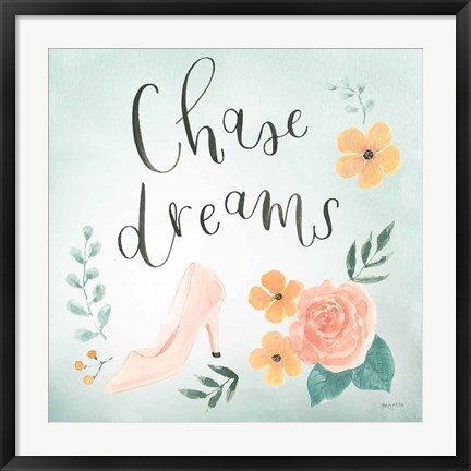 Framed Chase Dreams I Green Print